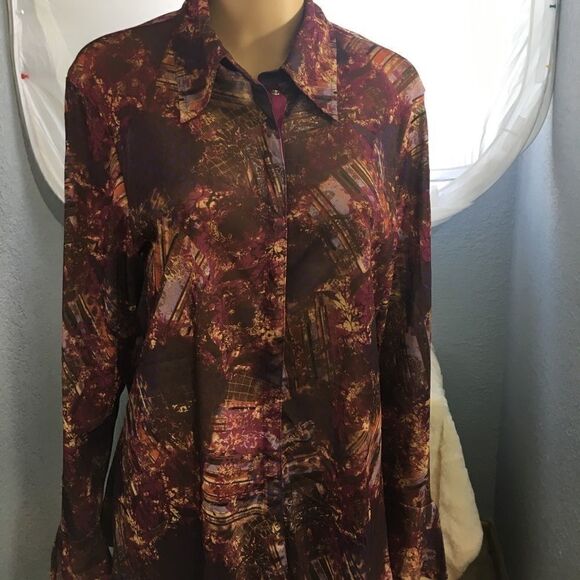 Button Down Shirt 18 W  Fancy belled Cuffs - Picture 1 of 6